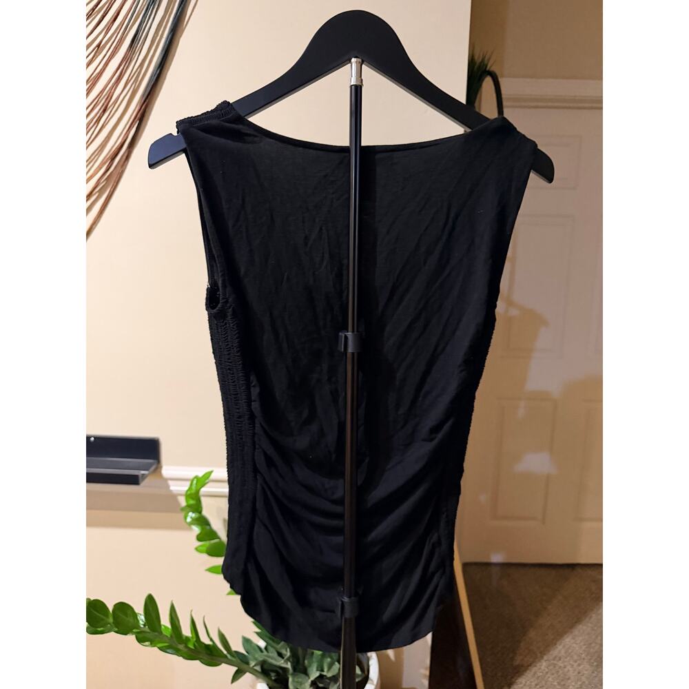 3 for $9 WHBM Cowl Neck Tee shirt ruched sides S black - Picture 4 of 5